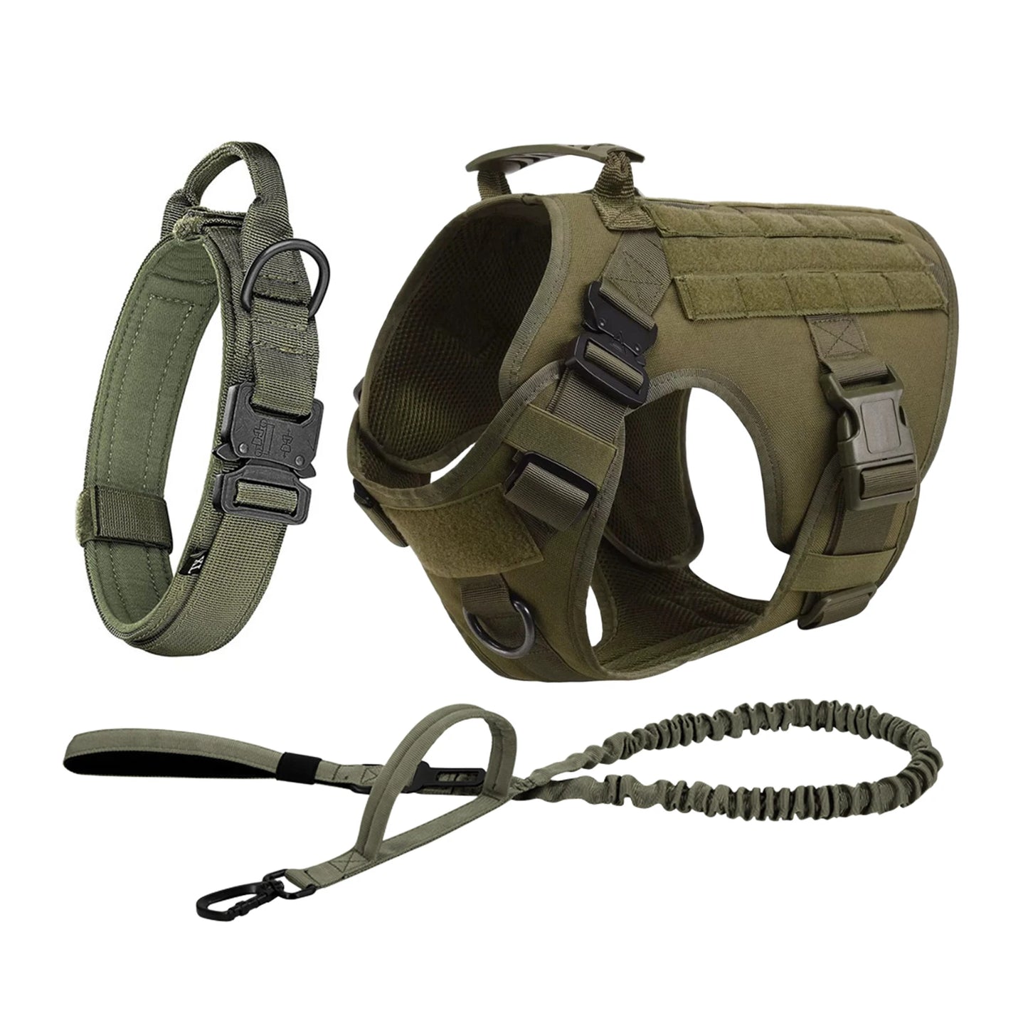 Tactical Dog Harness Leash Molle Pouches For Medium Large Dogs, German Shepherd Training Walking Vest, Dog Harnesses