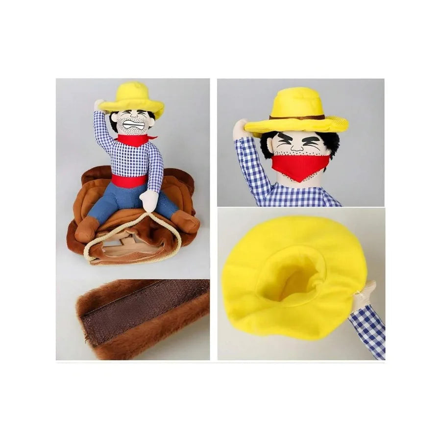 【New style】DELIFUR Dog Halloween Costume Funny Dog Cowboy Riding Costume Pet Costume Cat Suit Cowboy Rider Style For Small Medi