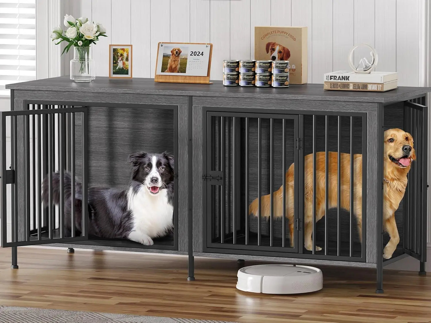 Dog Crate Furniture fo Dogs, Heavy Duty Single/Double Dog Crates for Small/Medium/Large Dogs, Dog Kennel Furniture