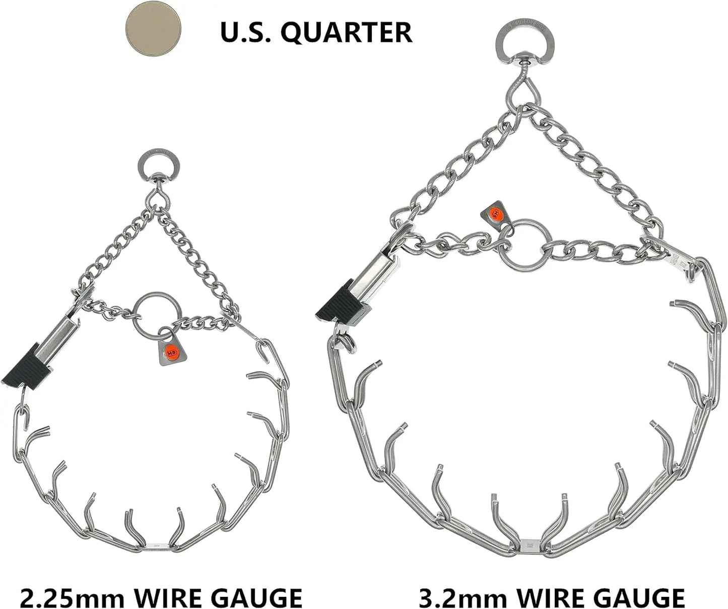 Stainless Steel Quick Release Dog Training Collar with ClicLock Buckle for Small Medium Large Dogs