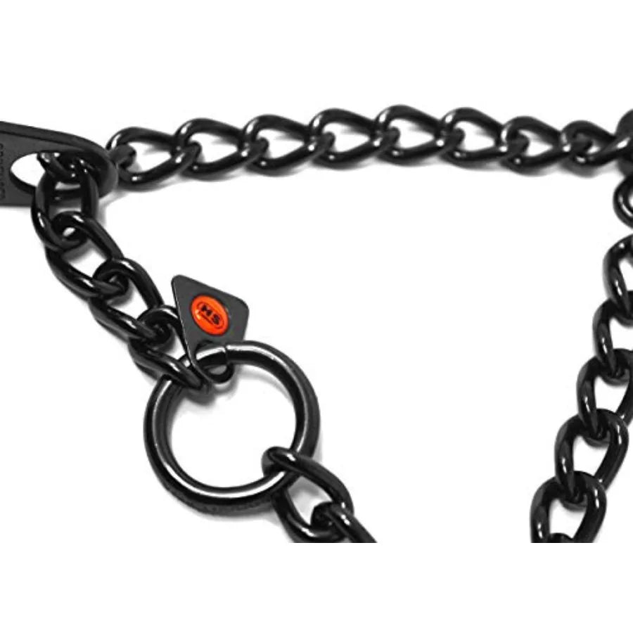 Dog training collar for anti-pull use, stainless steel prong, black color, 3.2 mm thickness, 23 in length, swivel