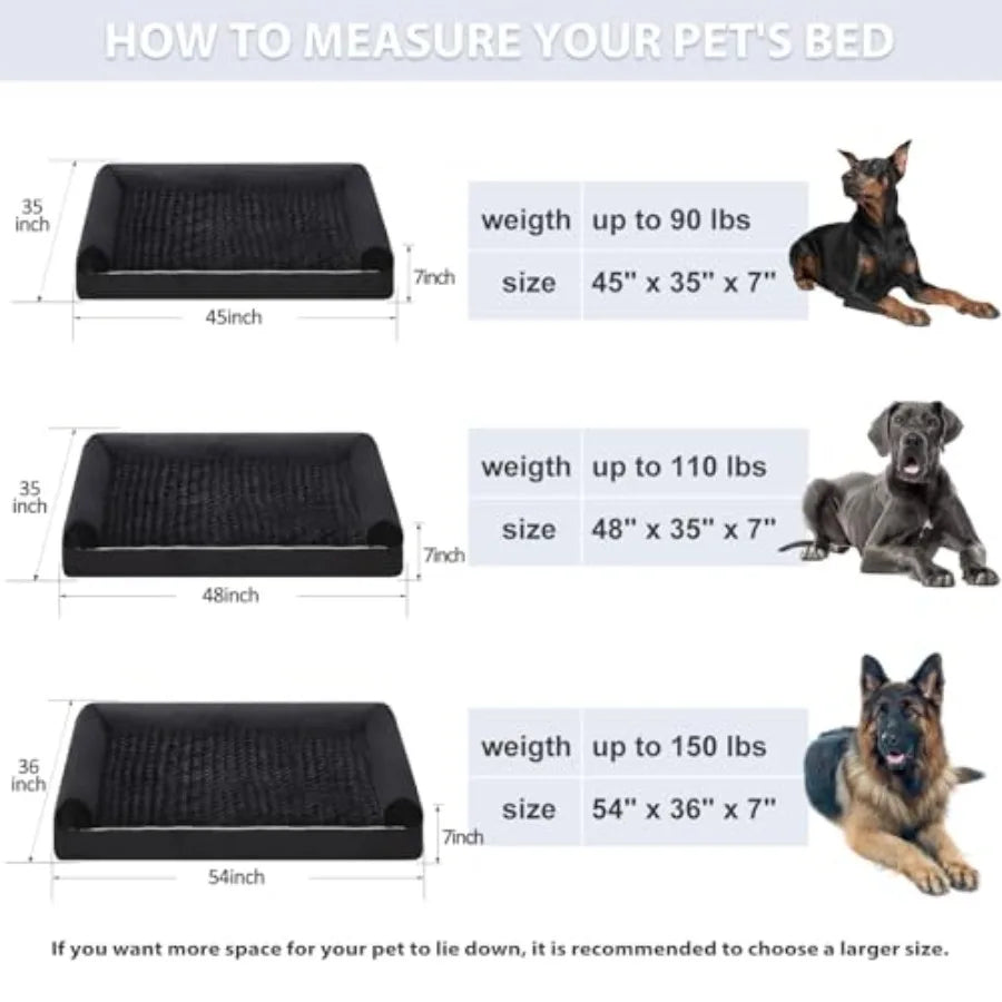 Orthopedic Dog Bed for Large Dogs Medium Large Dogs Big Waterproof Couch Pet Bed with Removable Washable Cover