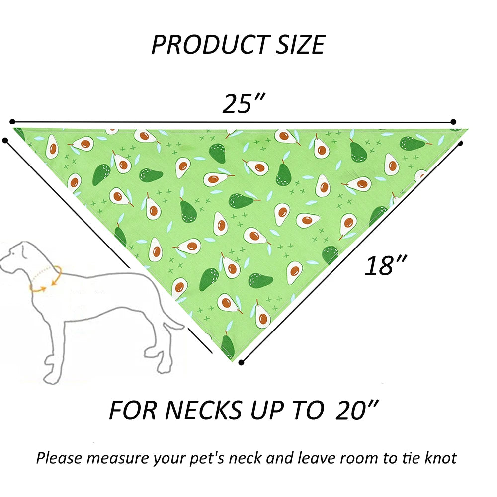 Dog Bandana Fruit Floral Spring Washable Soft Adjustable for Small Medium Large Dogs Pets