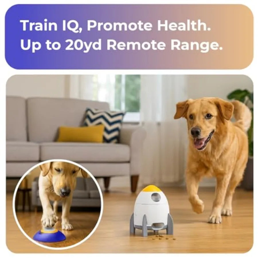 Interactive Dog Puzzle Feeder Toy, Automatic Dogs Treat Dispenser for IQ Training and Slow Feeder, Dog Food Dispenser with Remote