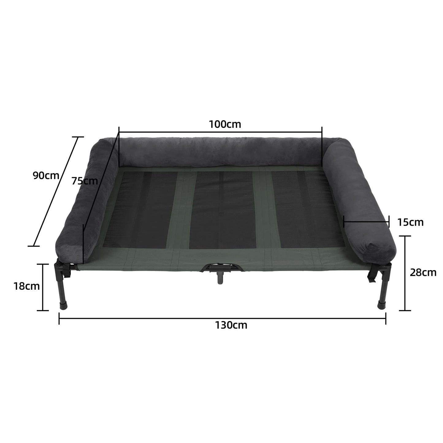 Dog Bed for Dogs and Cats Indoor Outdoor Elevated Pet Lounger Bed with Detachable Plush Bolster Cooling Summer L XL 2XL