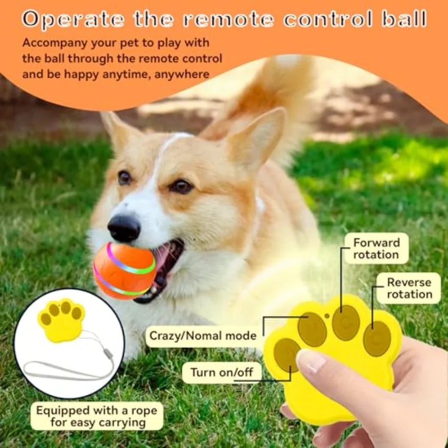 Smart Interactive Dog Ball with Remote Control - Automatic Moving Vibration Ball for Pets Bounce Vibrate Rechargeable Waterproof