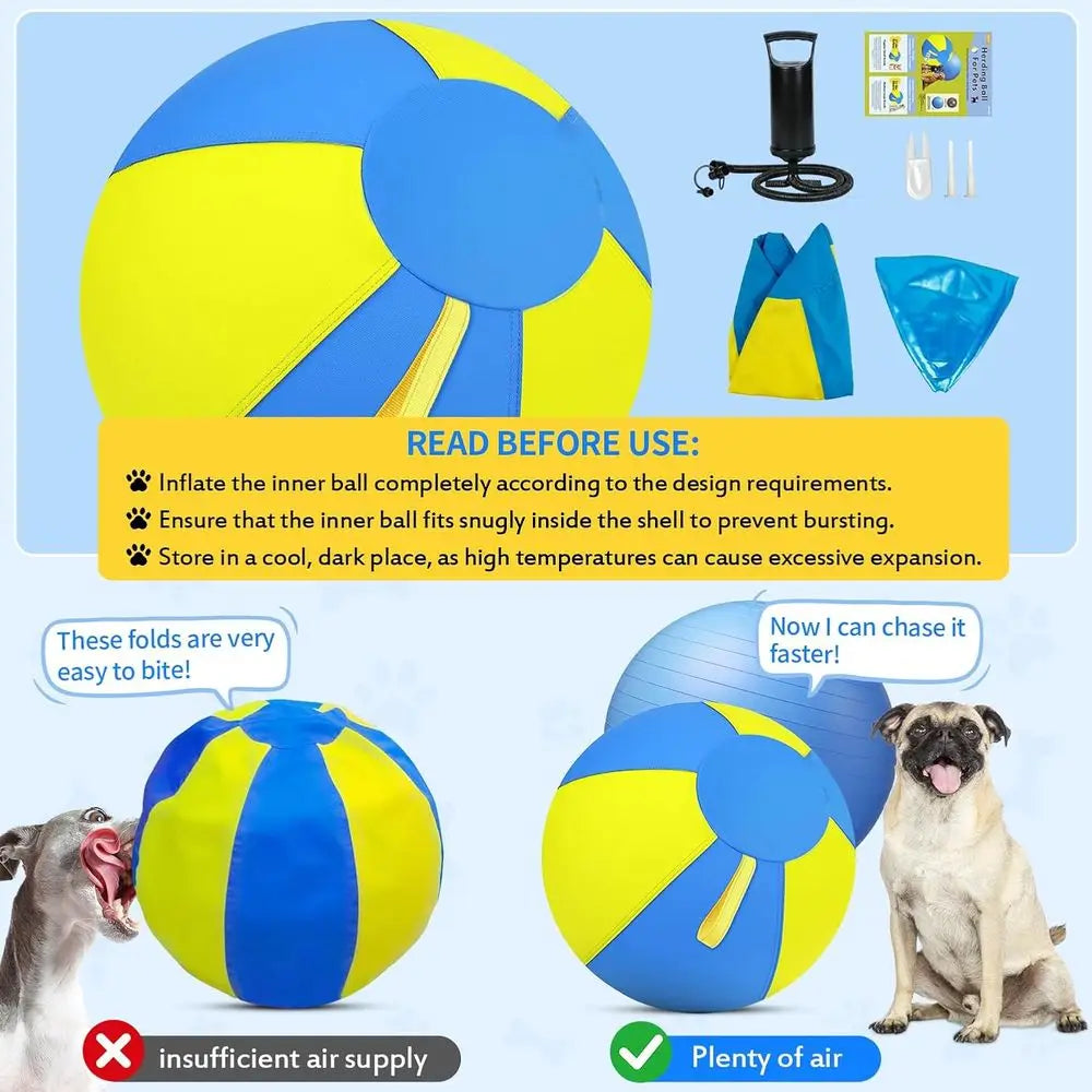 25 Inch Durable 1000D Cover Large Dog Herding Ball - Anti-Burst Interactive Toy with Handles for Large Breeds and Agility Training
