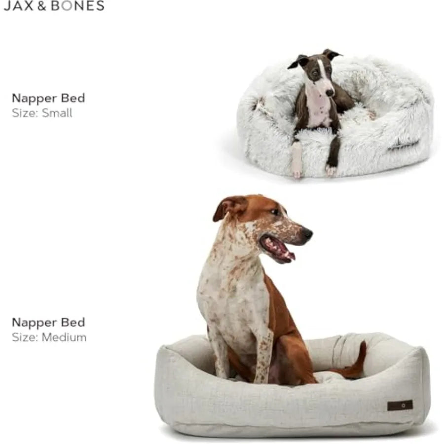 Dog Napper Machine Washable Shag Bed for Dogs Extra Heavy Duty Bolstered Sides Small White Dog Mat 24 x 21 Inches