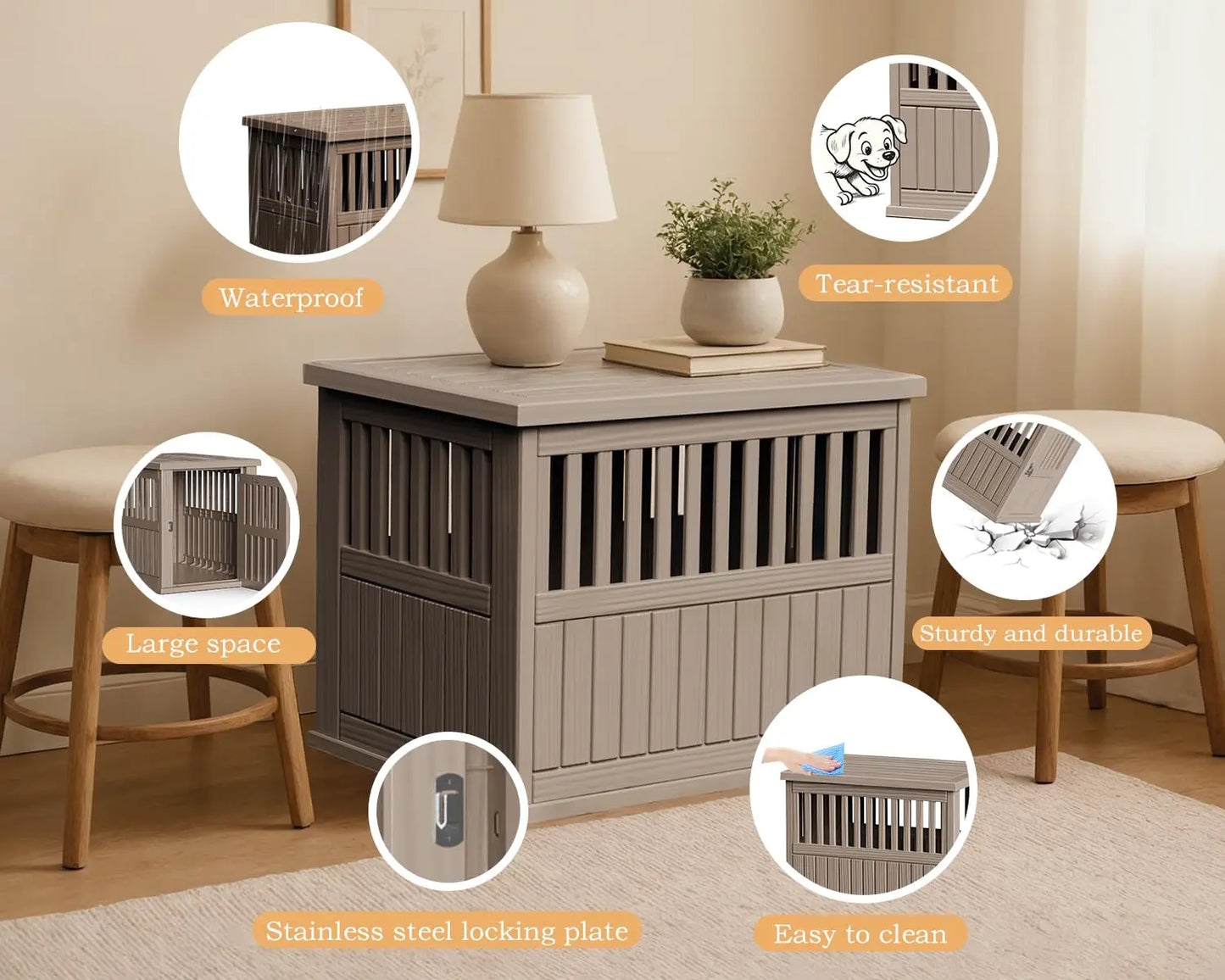 42 Inch Dog Crate Furniture Lockable Dog Kennel Indoor for Large Dogs and Medium Heavy Duty Pet Crate Decorative, Customized