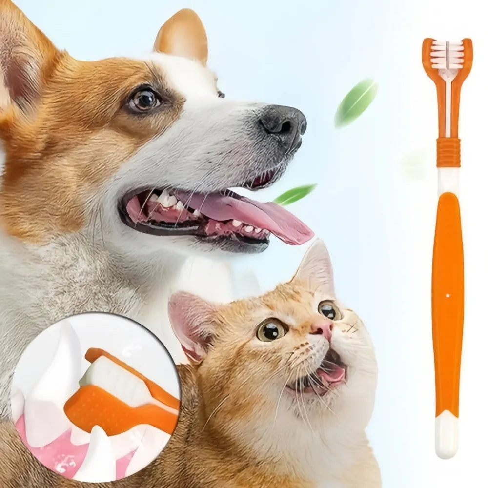 3-Sided Pet Toothbrush Dog Plastic Tartar Cleaning