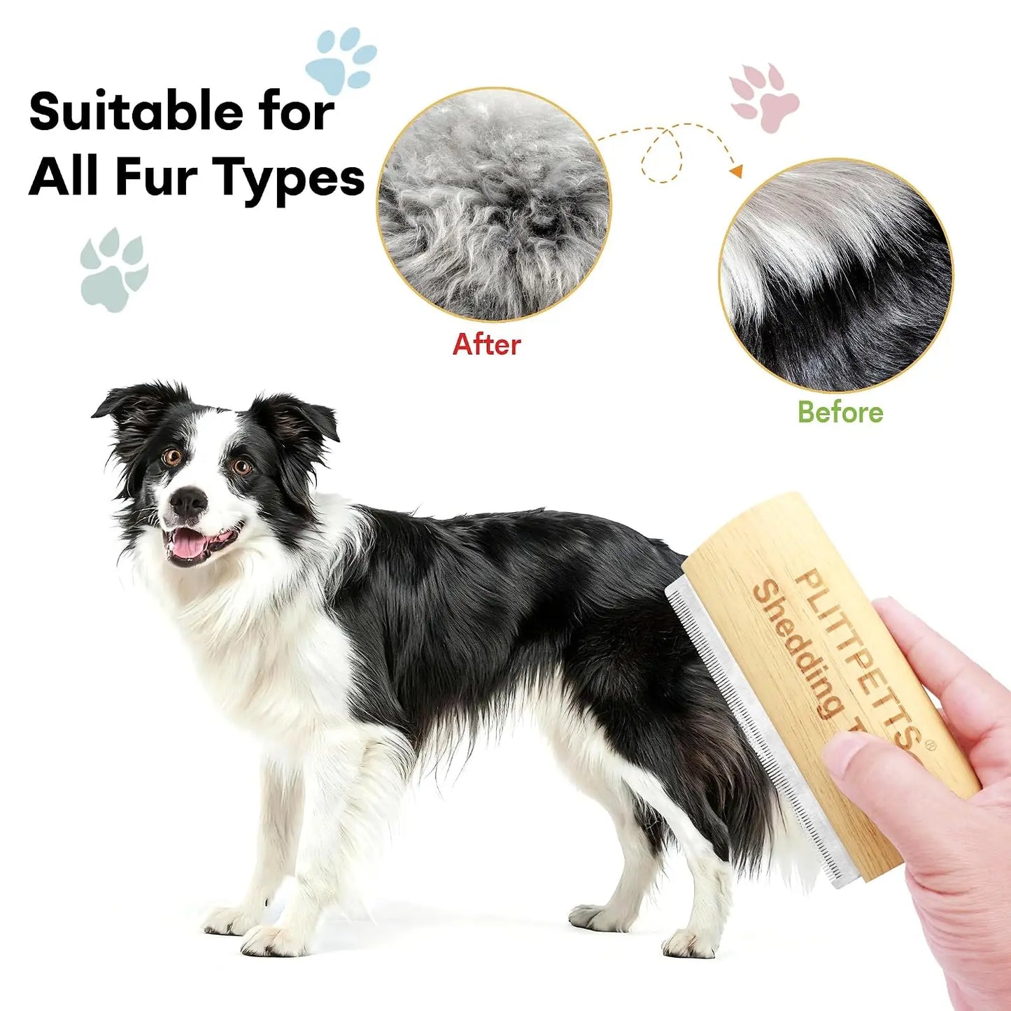 Deshedding Brush for Dogs, Cats & Horses - Painless Pet Hair Removal Tool with Ergonomic Handle