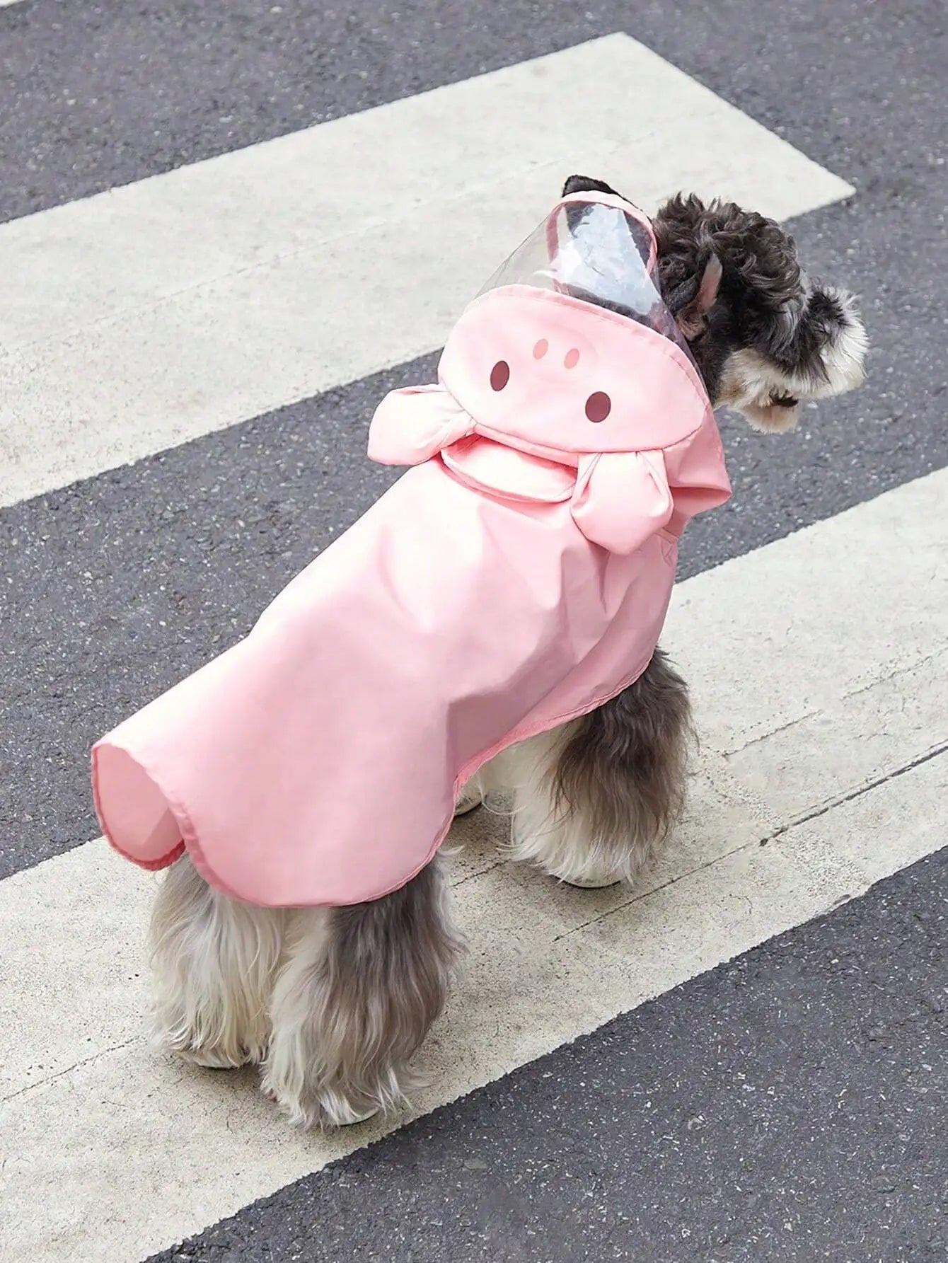 PETSIN 1pc Fabric Cartoon Bear Design Hooded Pet Raincoat For Dog And Cat For Rainy Day