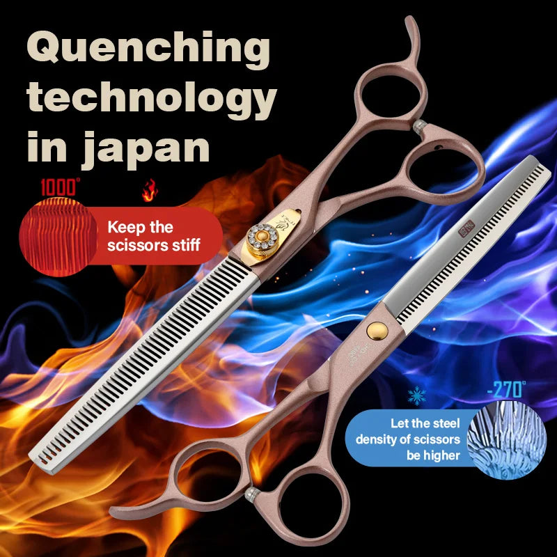 Fenice High-grade 7.5inch JP440C Steel Specials pet grooming thinner scissors Thinning