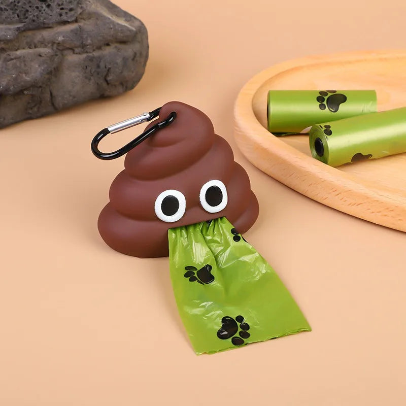 Cute Poop Shaped Pet Waste Bag Holder Portable Garbage Bag Storage Box Biodegradable Poop Bag Dispenser for Dogs and Cats