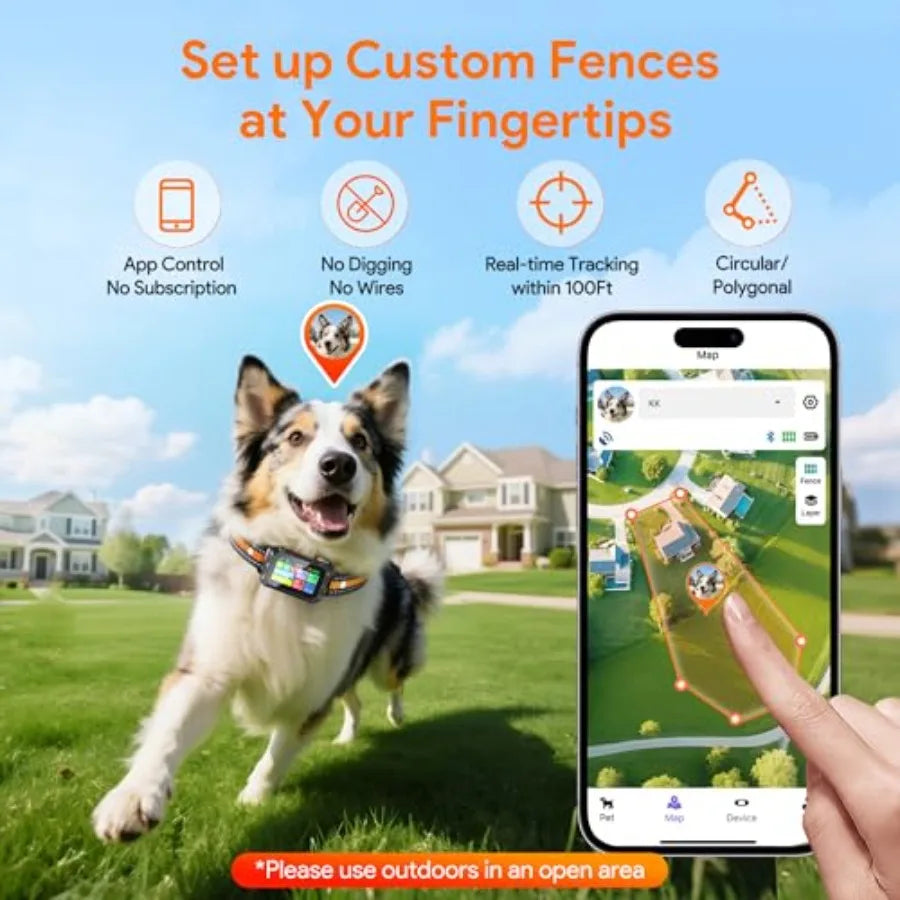 Outdoor GPS Wireless Dog Fence for Dogs 10+ Lbs Waterproof LCD Collar with Beep/Vibration/Correction Early Alert Band Customiza