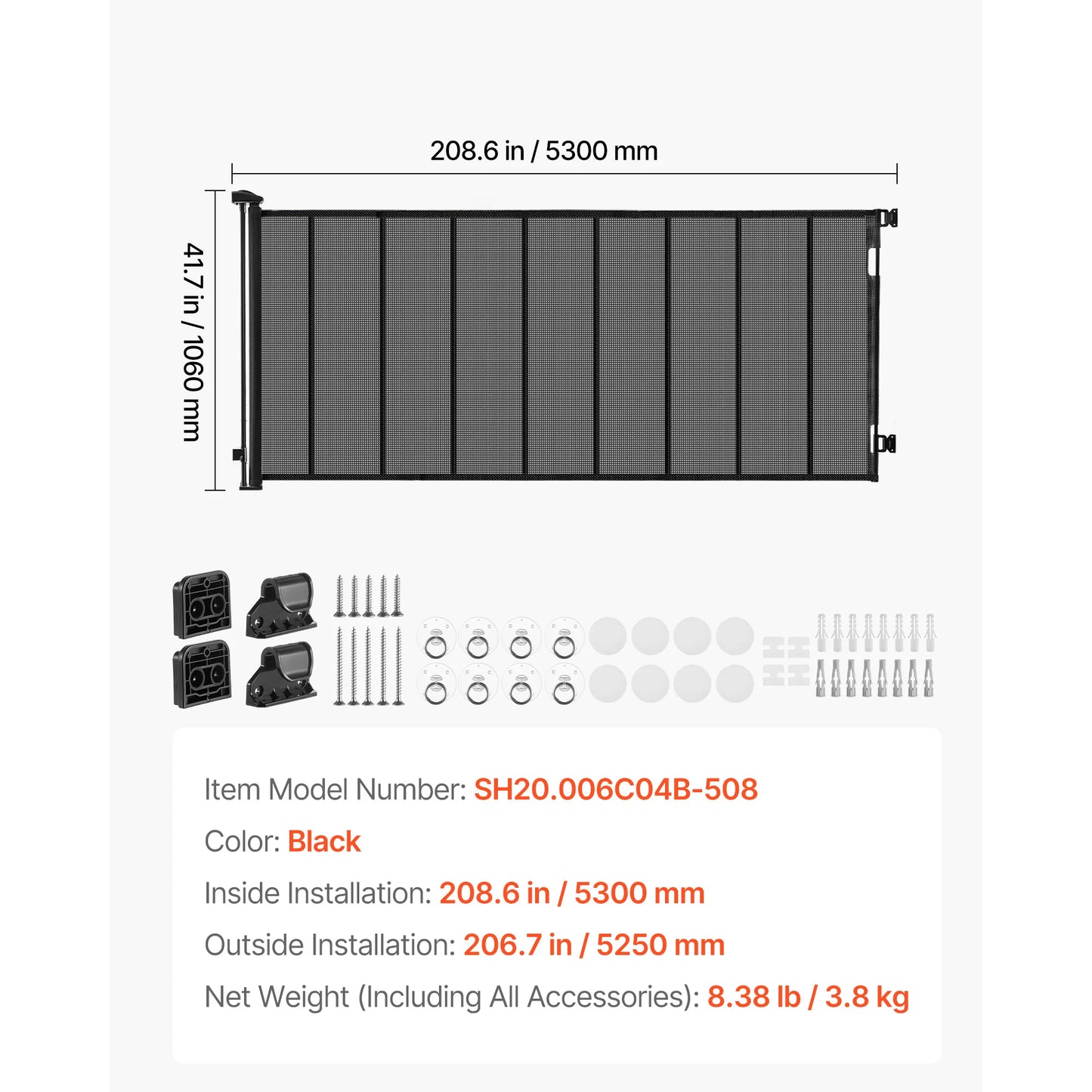 Retractable Baby Gate with Security Lock Walk Through Without Tripping Mesh Dog Gate for Stairs Hallways Indoor/Outdoor