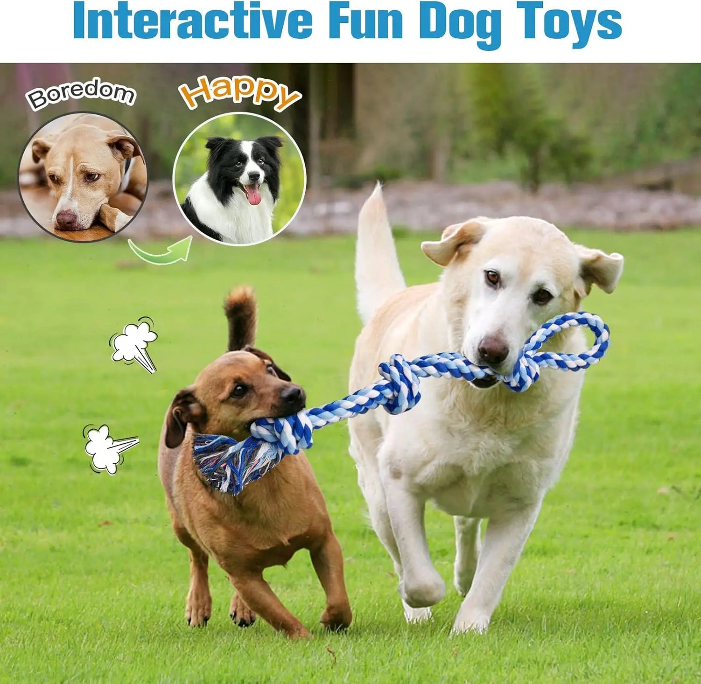 Durable Dog Rope Toys for Medium to Large Breeds, Dental Cleaning Chew and Tug Toy for Boredom Relief