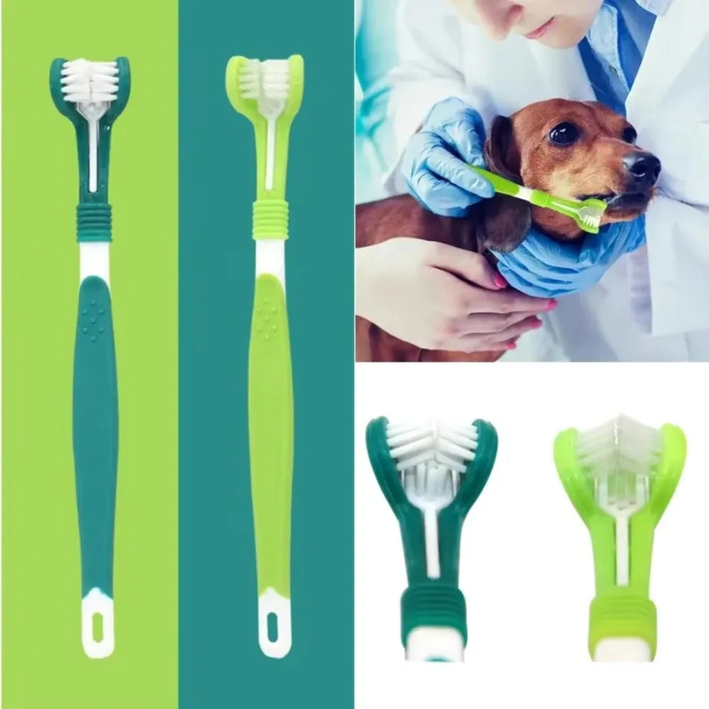 3-Sided Pet Toothbrush Dog Plastic  Tartar Cleaning