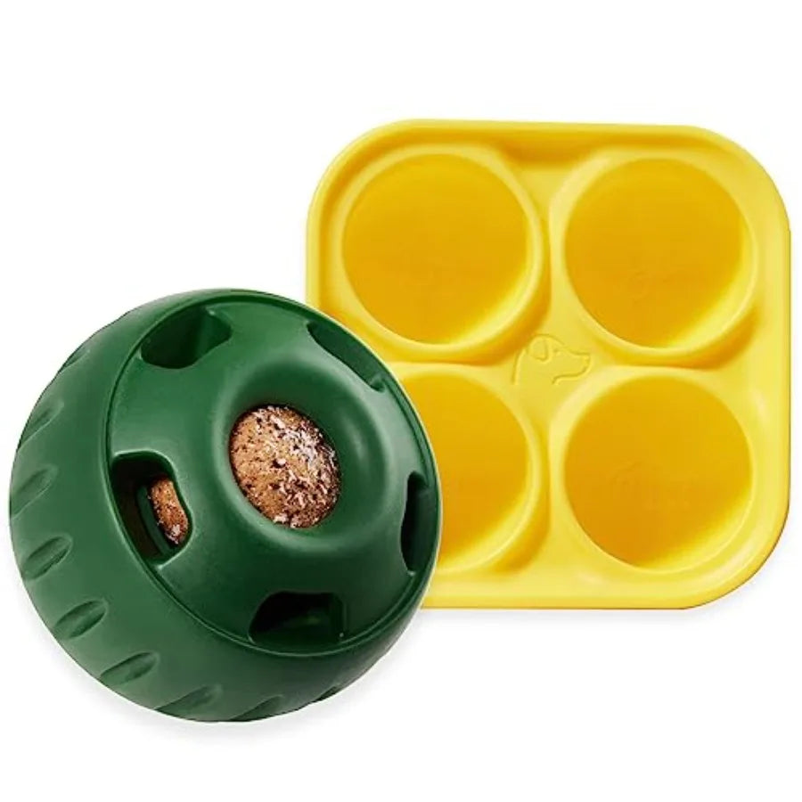 Pupsicle and Treat Tray - Long-Lasting Interactive Dog Ball Toy and Silicone Dog Treat Mold - Keep Your Pup Busy - Easy to Clean