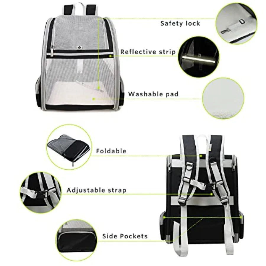 Invative Traveler Bubble Backpack Pet Carriers for Cats and Dogs Black