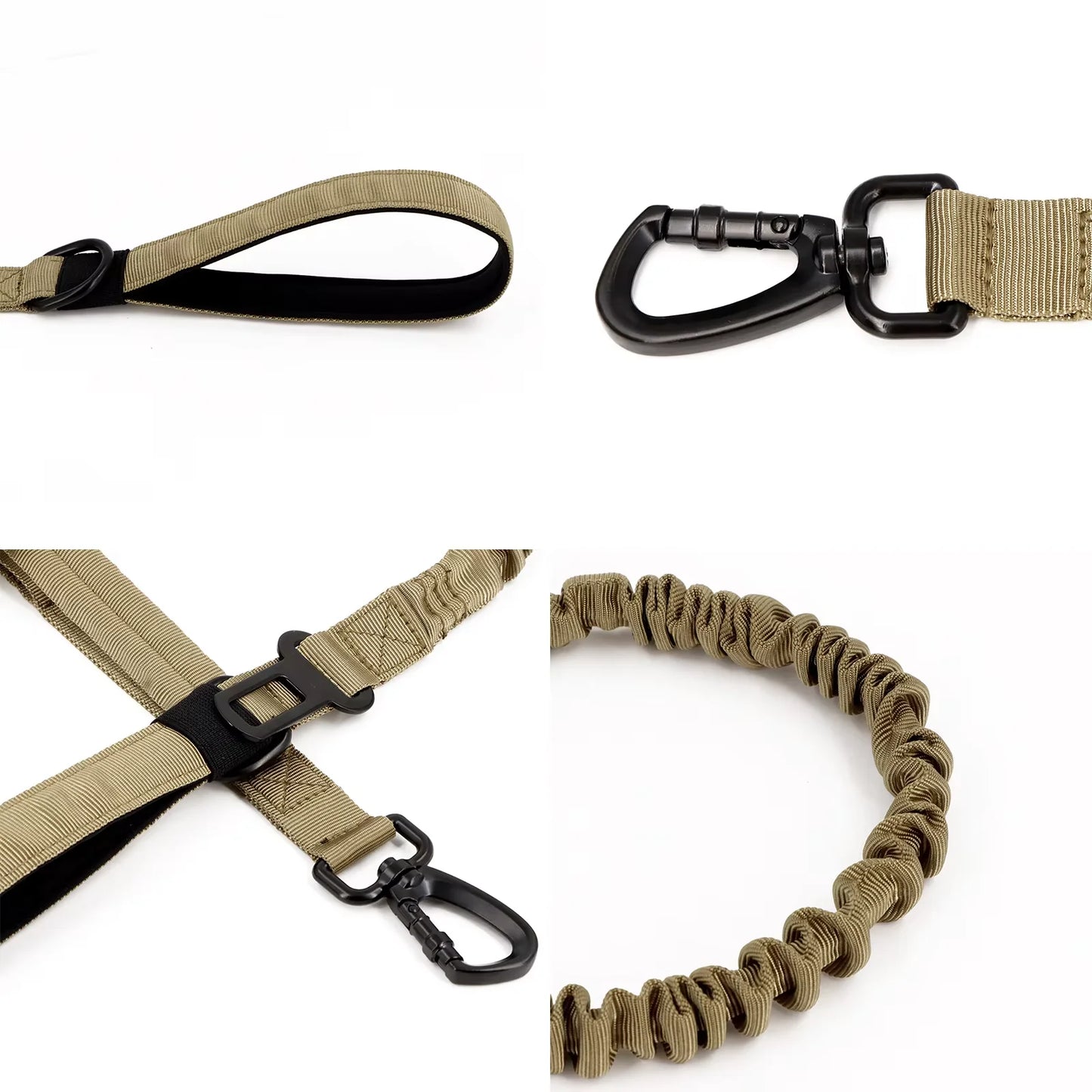 Military Dog Leashes Adjustable Leash Quick Release Elastic Rope With 2 Control Handle For Medium and Small Dogs