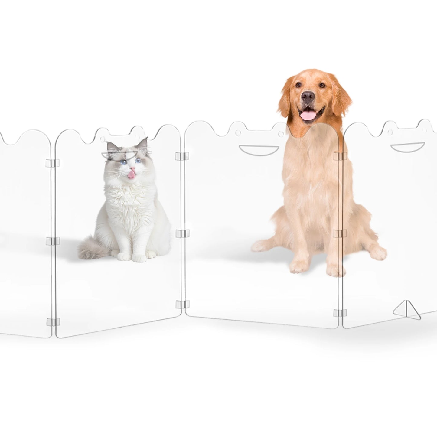 Folding Clear Dog Gate 4/6-Panel, Transparent Indoor Pet Barrier with Handles for Small Dogs Hallways
