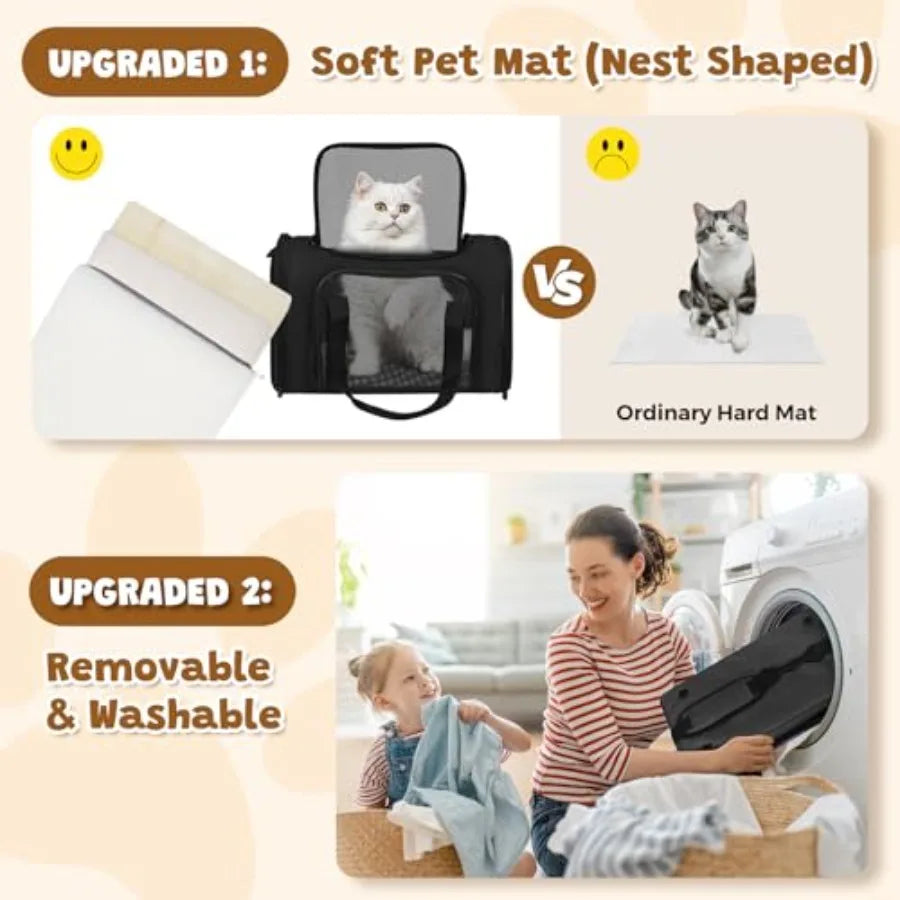 Soft Cat Carrier for Pets Up to 25 Lbs Travel Bag with Padded Shoulder Strap Soft-Sided Pet Dog Carrier for Small Dogs Puppy