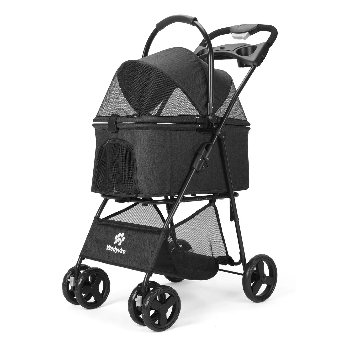 3 in 1 Pet Stroller with Removable Carrier, Folding Stroller for Small/Medium Dogs and Cats, Waterproof, All-Terrain, with Sun Shield