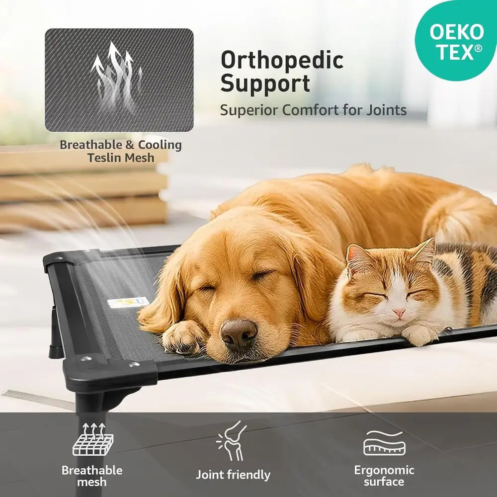 Elevated Outdoor Dog Cot for XL Dogs - Durable, Breathable, Waterproof, Easy to Clean