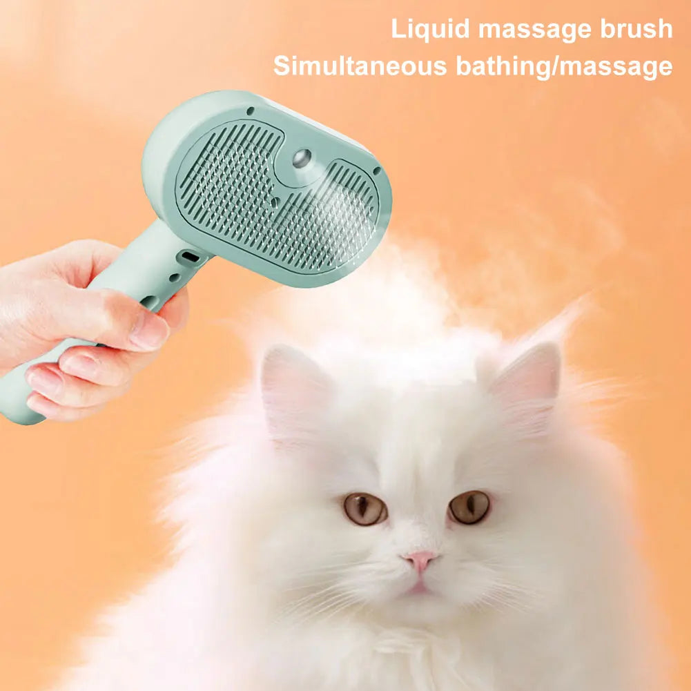 3 in 1 Cat/Dog Steam Brush, Grooming Brush with Release Button, Brush Pet Hair, Cleaning Brush Comb for Cats Dogs Small Animals