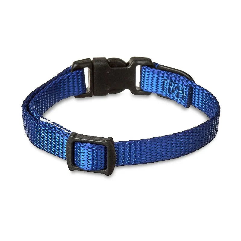 Solid Polyester Adjustable Dog Collar, Blue, XS