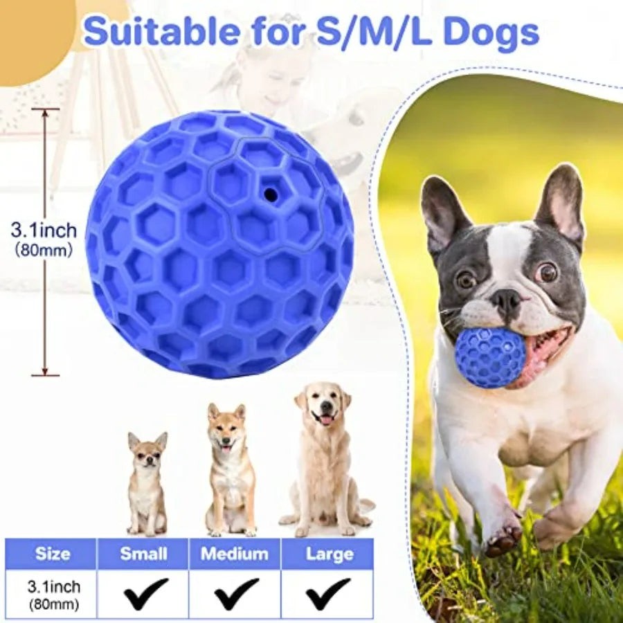 Indestructible Squeaky Dog Ball, Relieves Anxiety, Cleans Teeth, Interactive Chew Toy for Aggressive Chewers, Dog Toy for Breed