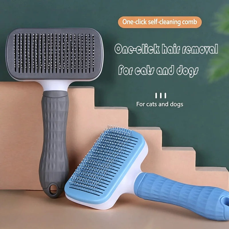 Pet One Button Self Cleaning Slicker Brush Automatic Hair Remover Comb Dog Cat Massage Needle Comb For Pet