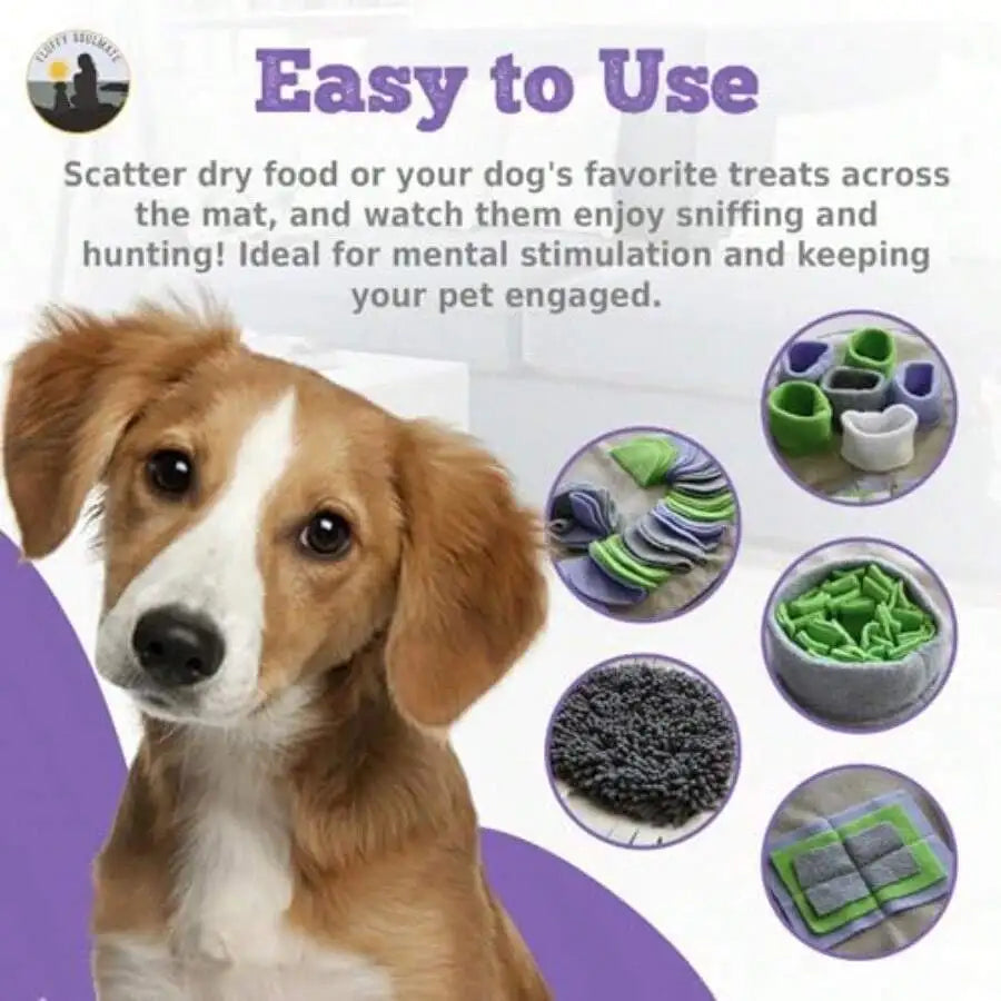 Paw Shaped Snuffle Mat 29x29 For Small Medium And Large Dogs Cats; Interactive Slow Feeding Sniffing Mat Designed For Mental Stimulation Puzzle That Encourages Natural Foraging Skills In Pets