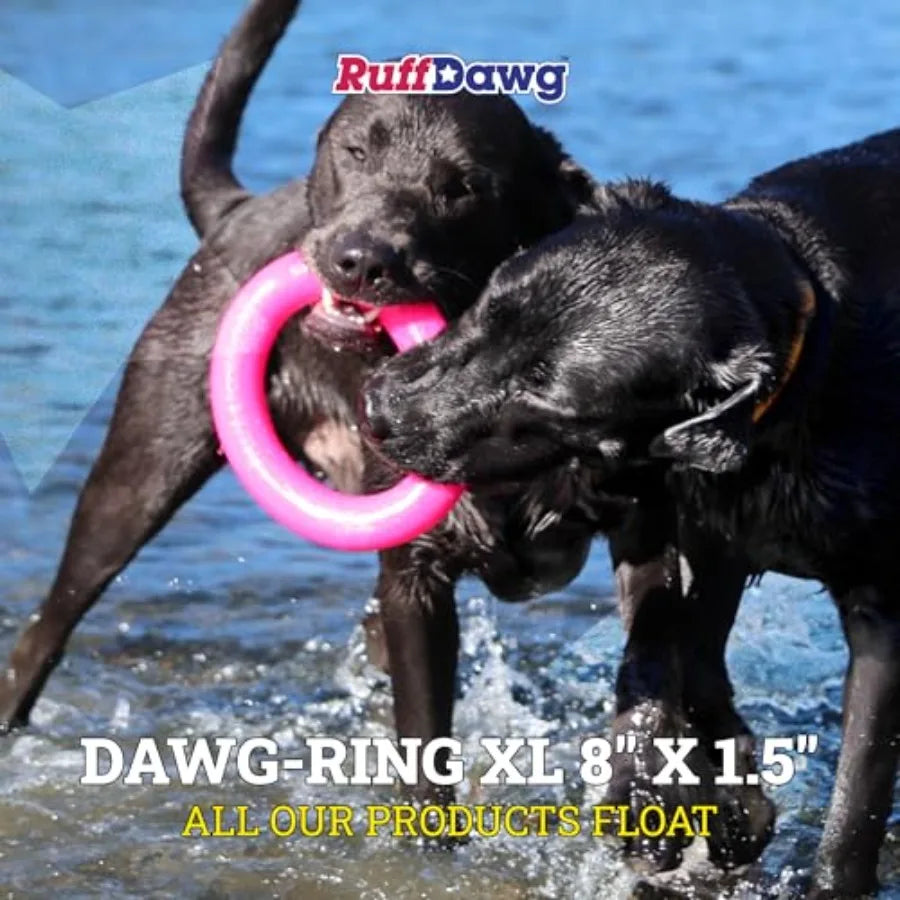 Dawg-Ring XL Tough Rubber Fetch and Tug Toy for Dogs Floating and Weatherproof Perfect for Active Pets Who Love Outdoor Play