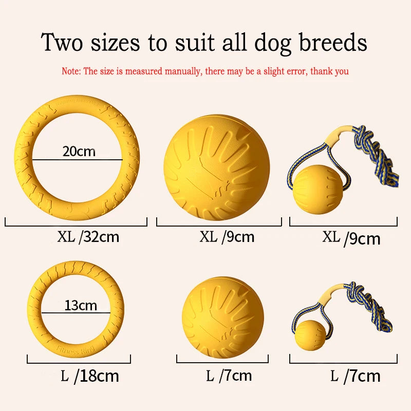 EVA Durable Dog Toys 4 Pack  Flying Disc + Ball + Tug Rope for Puppy & Adult Dogs  Chew-Proof Teeth Cleaning Set（2024 Best Seller）