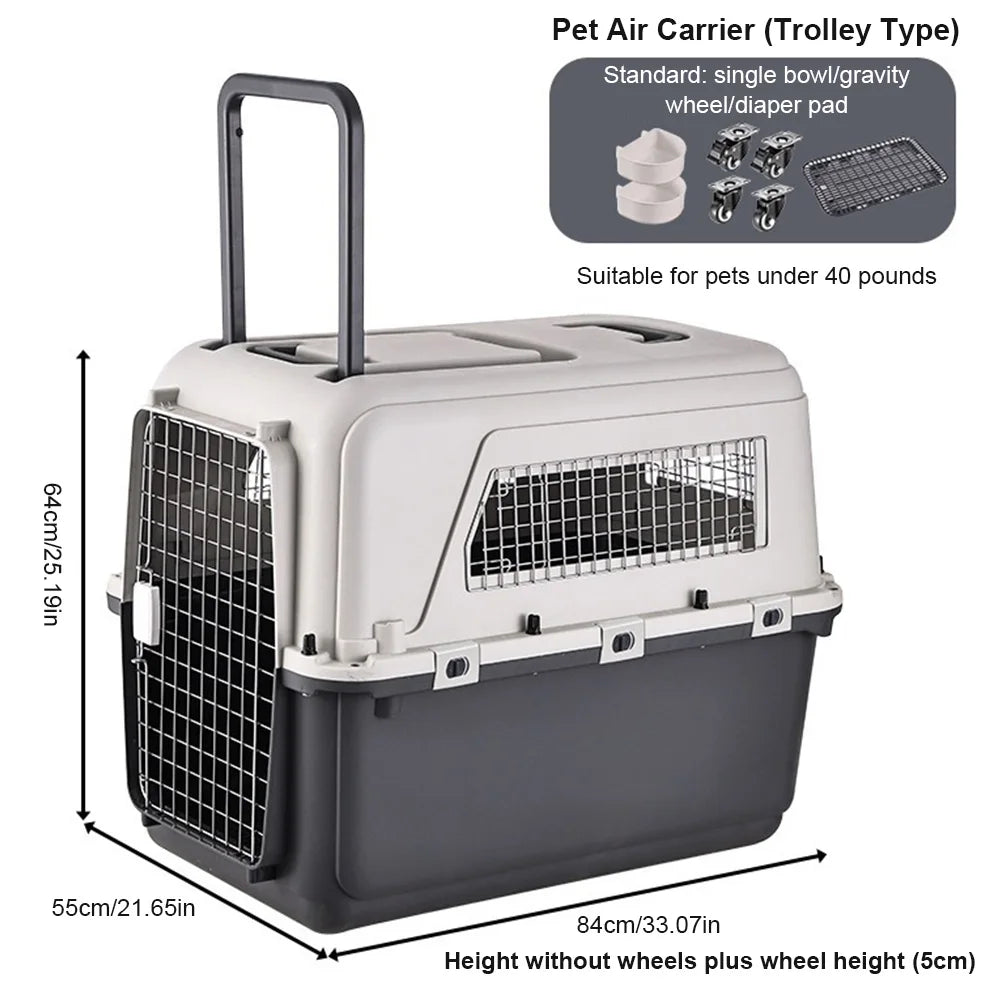 33 Inches Dog Carrier Crates Airline-Friendly Home Travel Durable Plastic Pet Carrier Portable Dog Cage for Large Pets Air Box