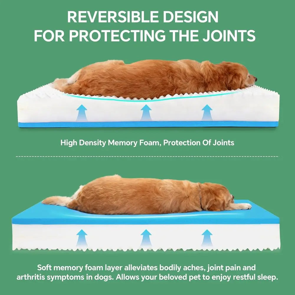 XXL Orthopedic Dog Bed with Double Memory Foam & Waterproof Cover for Large Dogs, Bolster for Joint Support & Comfort