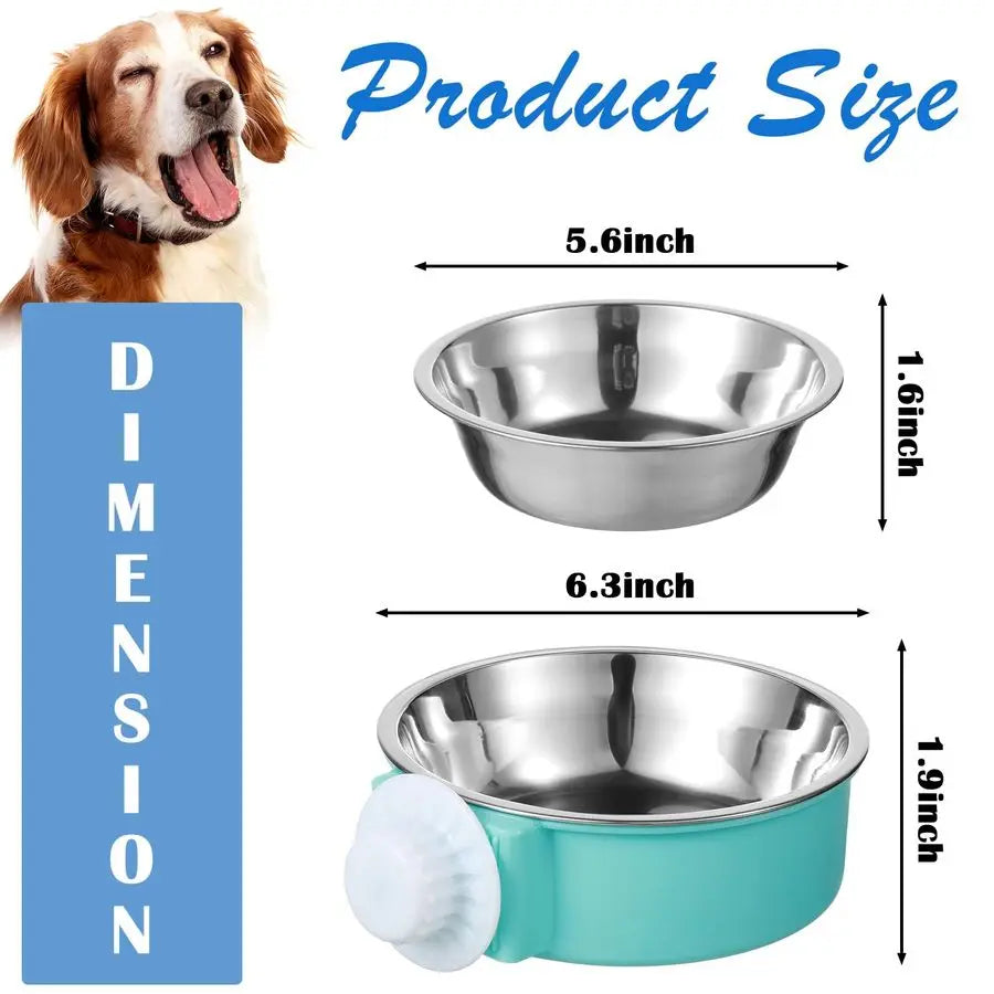 12 Pcs Crate Bowls Bulk Puppy Dog Bowls for Kennel, Removable Stainless Steel Crate Water Bowl, Kennel Hanging Food Feeders Coop