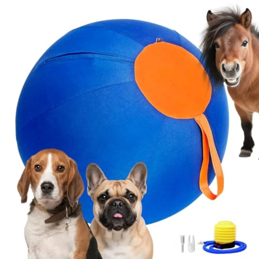17.7" Herding Ball for Dogs Durable Horse Ball-Inspired Toy with Zippered Cover Fun Exercise Toys for Active Dogs and Backyard