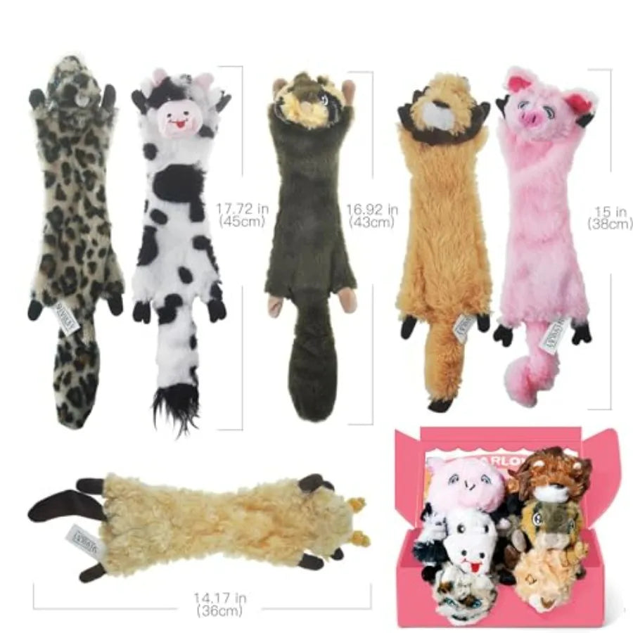Dog Squeaky Toy No Stuffing, Dog Toys Crinkle Puppy, Durable Chew Plush Cute Animals Natural for Teething Pet