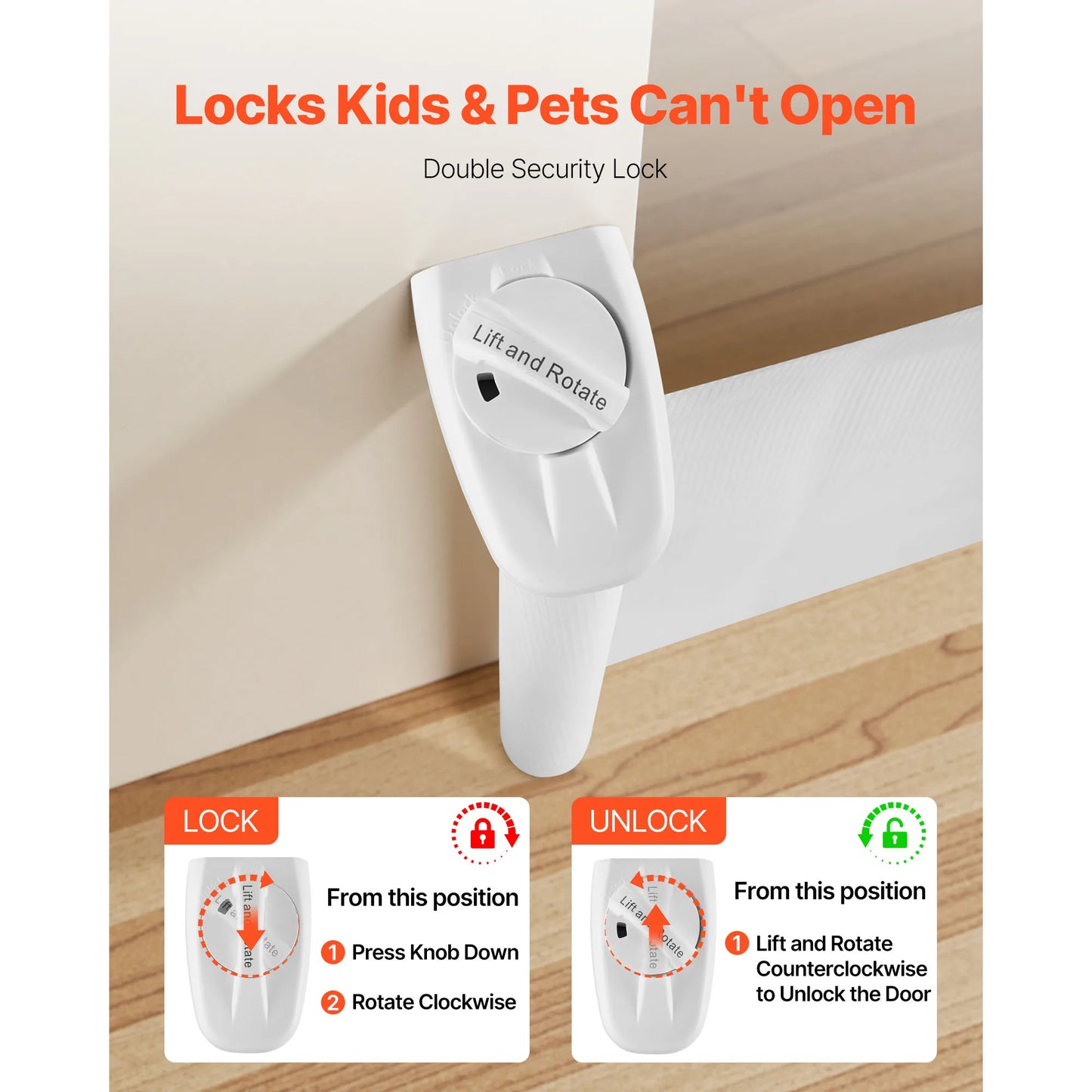 Retractable Baby Gate with Security Lock Walk Through Without Tripping Mesh Dog Gate for Stairs Hallways Indoor/Outdoor