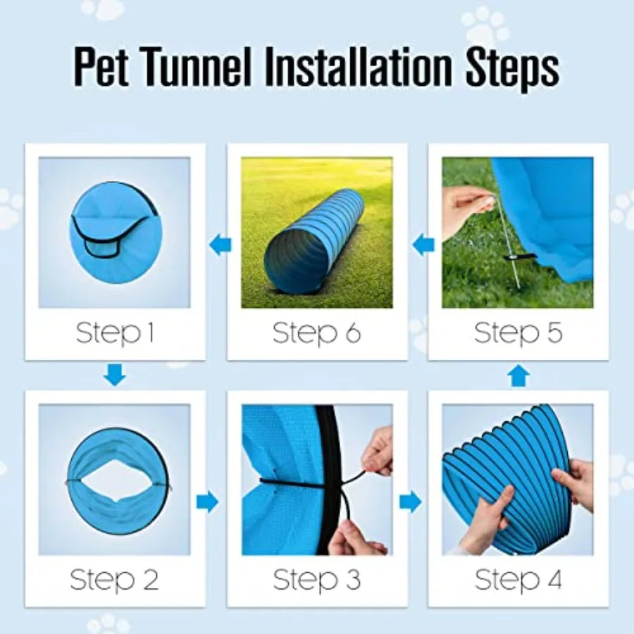 Dog Tunnel Dog Agility Tunnel Agility Equipment 18 Feet Puppy Obstacle Course Pet Playground Crawling Small Medium Large Indoor
