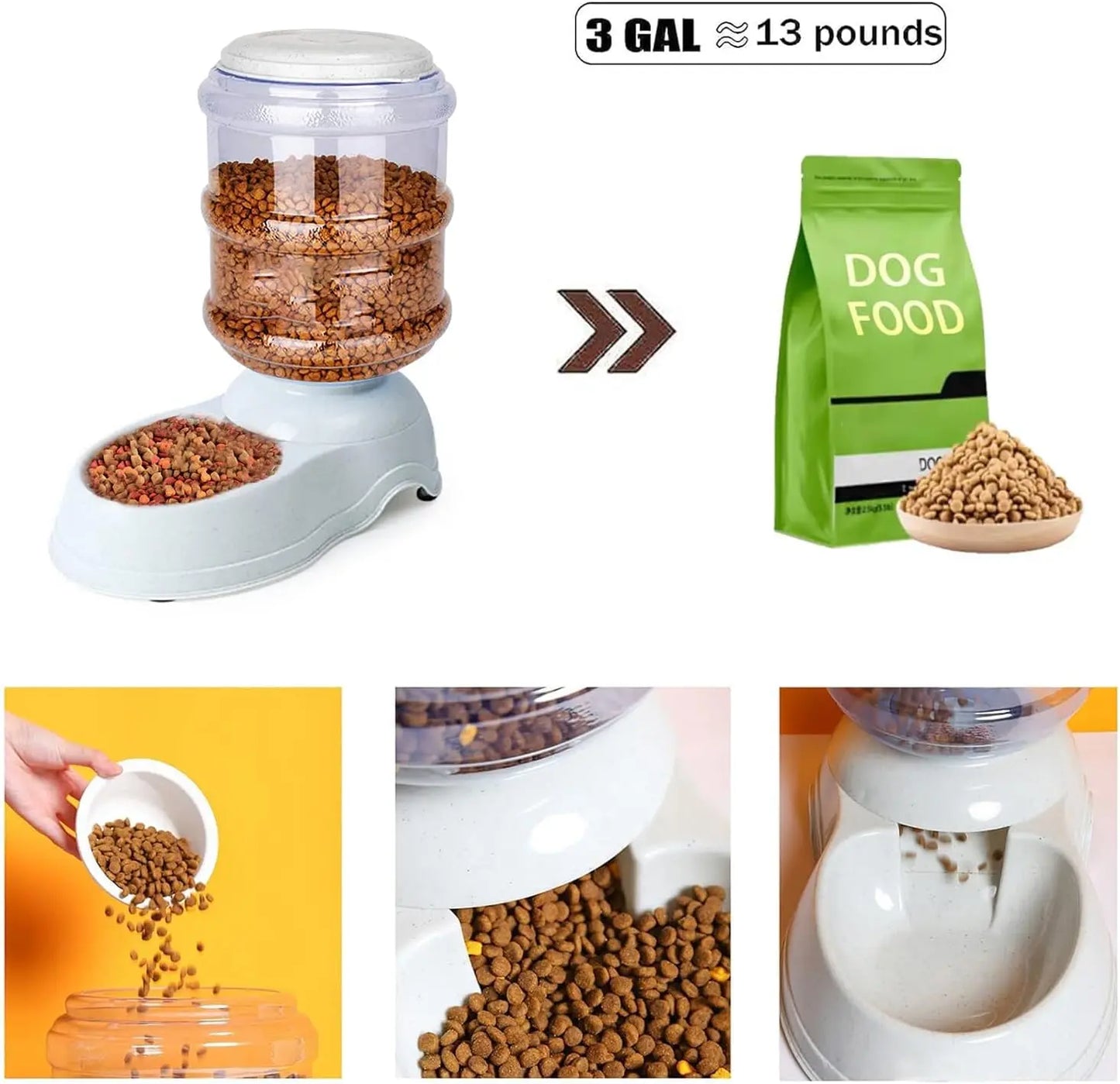 3 Gallon Automatic Pet Feeder and Water Dispenser Set for Large Dogs with Food Bowl