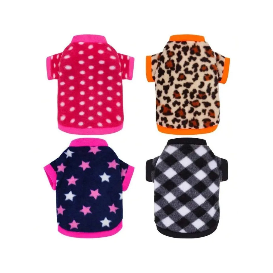 4 Pieces Dog Fleece Sweaters Puppy Warm Sweatshirt Soft Fleece Dog Pajamas Puppy Clothes Winter Outfits For Small Dogs
