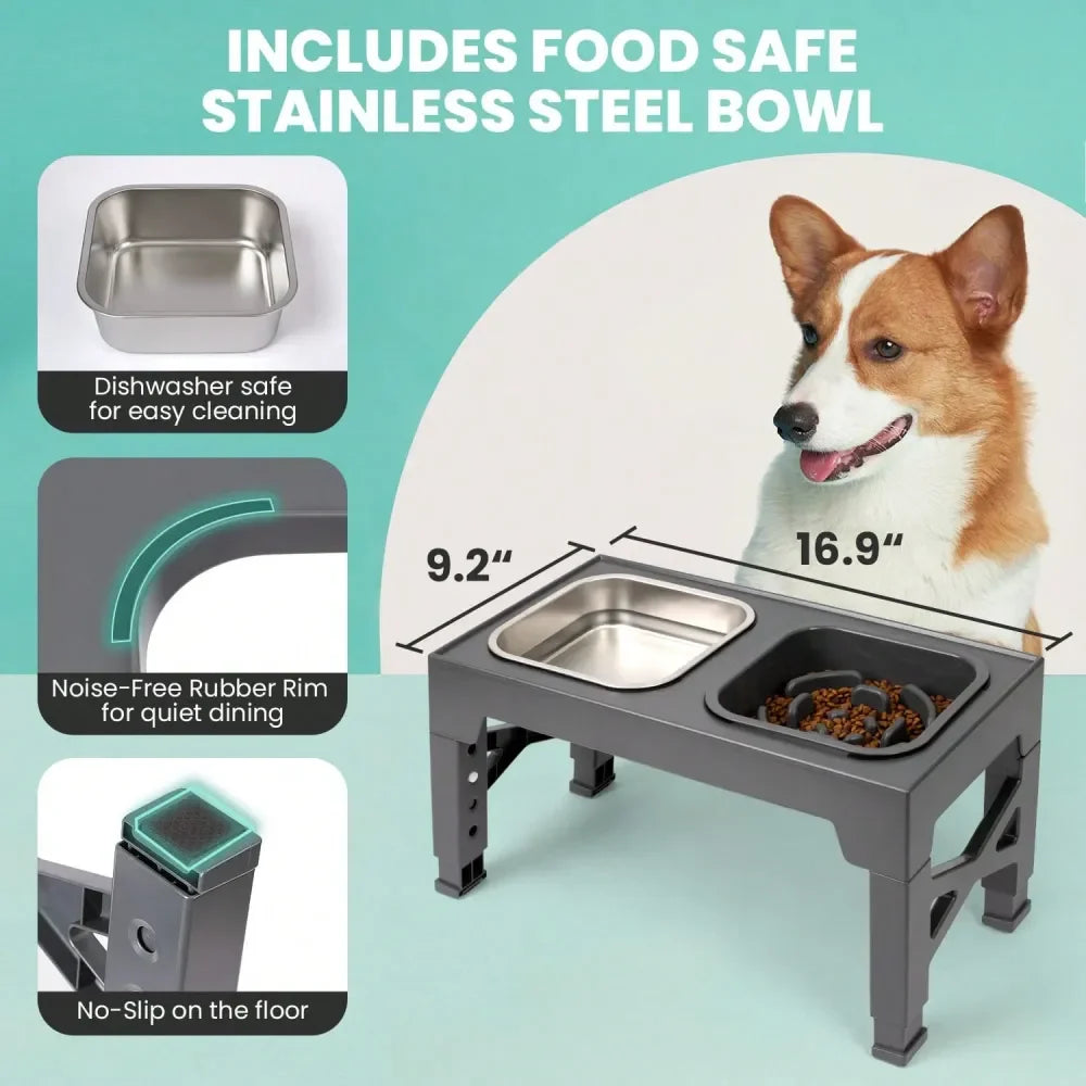 Dog Bowl Dog SuppliesElevated Dog Lover And Dog Mom Love Bowls, With Slow Feeder Bowl And Stainless Steel Dog Lover And Dog Mom
