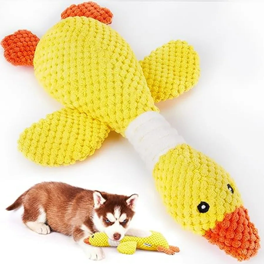Upgraded Goose Indestructible Dog Toys for Aggressive Chewers Small Medium Large Breed, Crinkle Squeaky Plush Dog Puppy Chew Toy