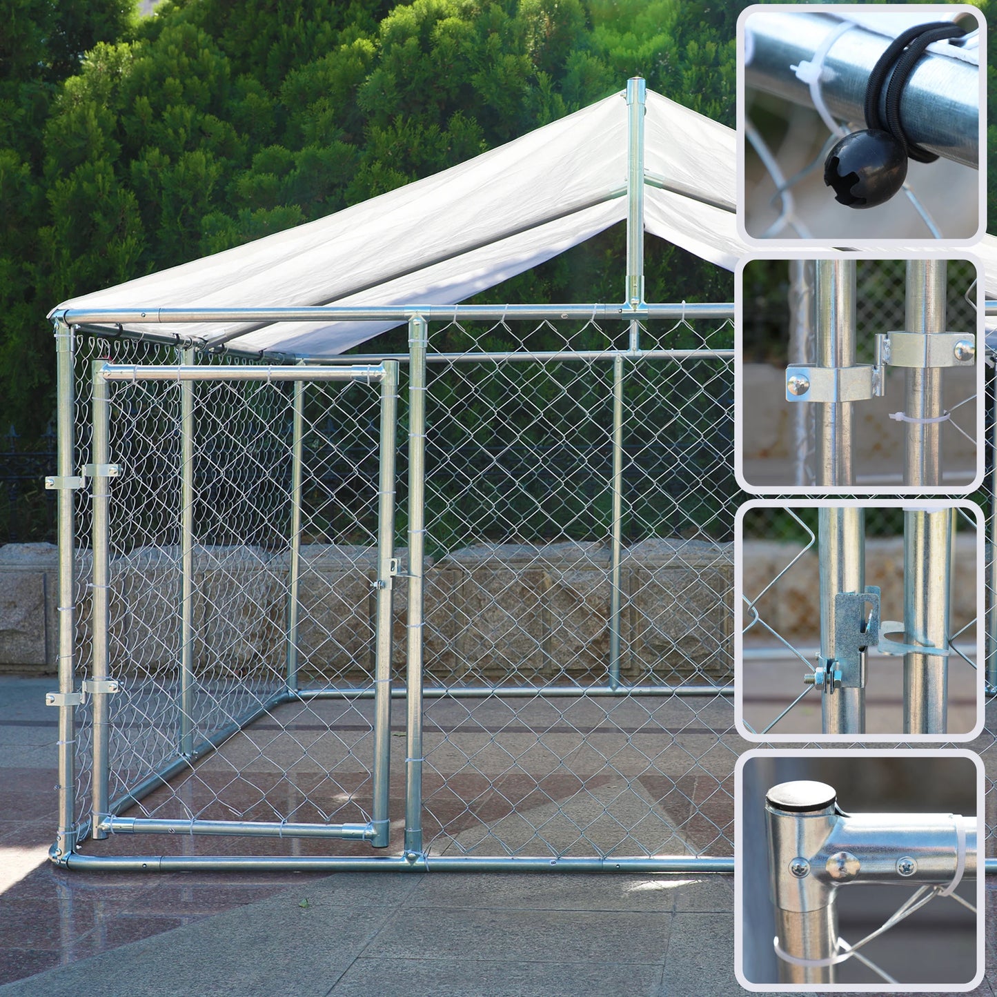 7.5x7.5 ft Heavy Duty Outdoor Dog Kennel Shade Playpen Pet Dog Run Enclosure for Home & Garden