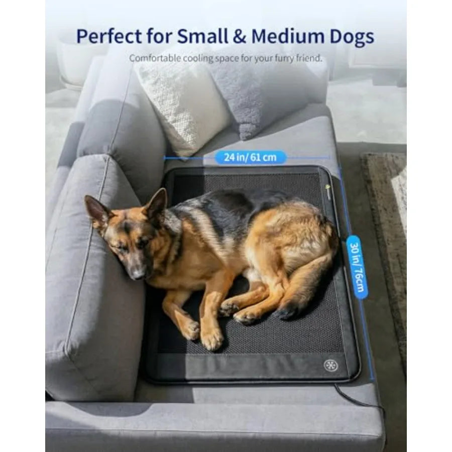 Indoor electric dog cooling mat 30x24 PVC surface gray 3 cooling levels non-slip no water or refrigeration needed for pets