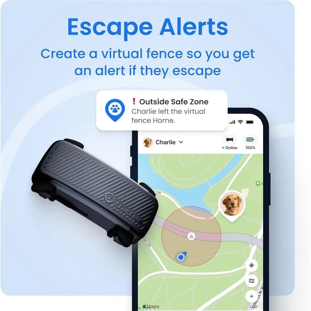 Live Pet Tracker with Virtual Fence, Heart & Respiratory Rate Monitoring, Bark Detector, and Dog Collar (Brown)